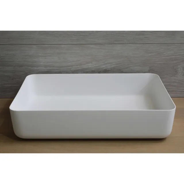 Luca Waskom Opbouw Rechthoekig Luca Sanitair 60x40x13,5 cm Solid Surface Mat Wit