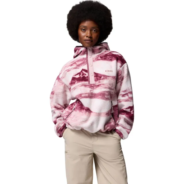 Columbia Helvetia™ II fleece hoodie - donkerood/wit/roze