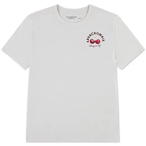 Abercrombie & Fitch jersey T-shirt met backprint wit Meisjes Katoen Ronde hals-152