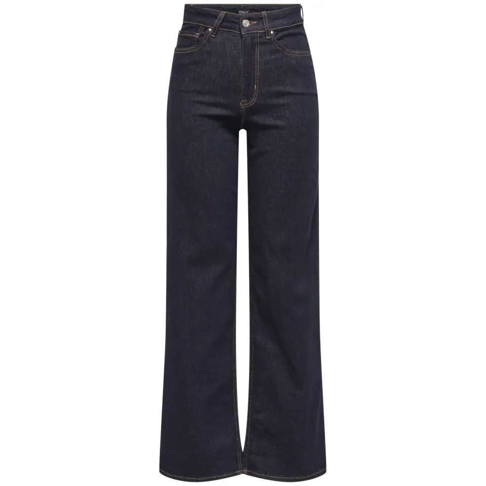 Only high waist wide leg jeans dark blue denim, foto 2