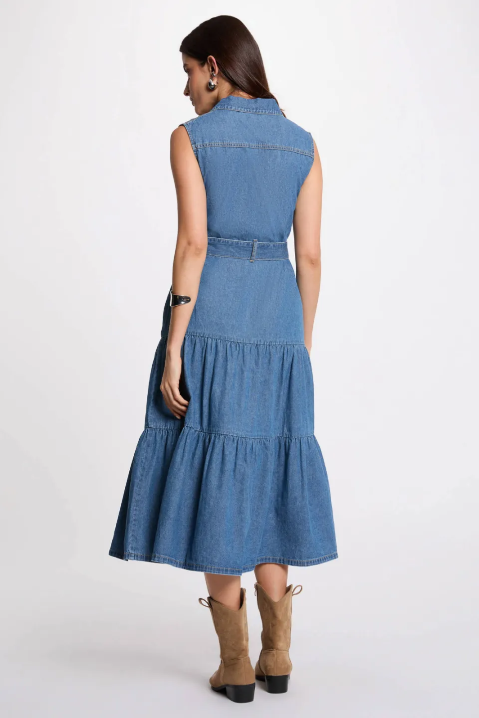 Morgan denim blousejurk medium blue, foto 3
