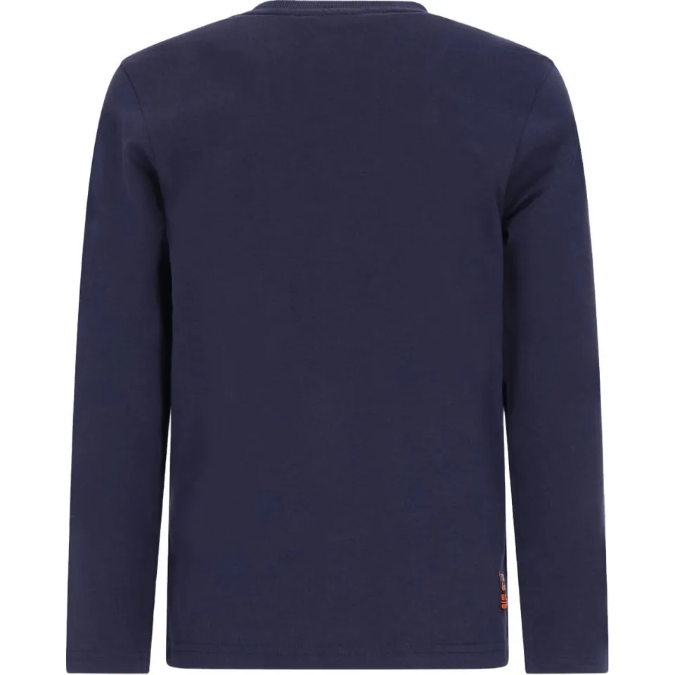 TYGO & vito jersey rechtvallende longsleeve met print donkerblauw, foto 2