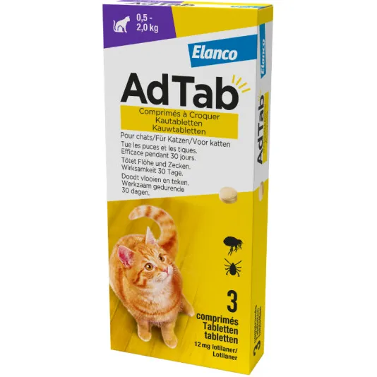 Adtab anti vlo en teek kauwtabletten kat, foto 2