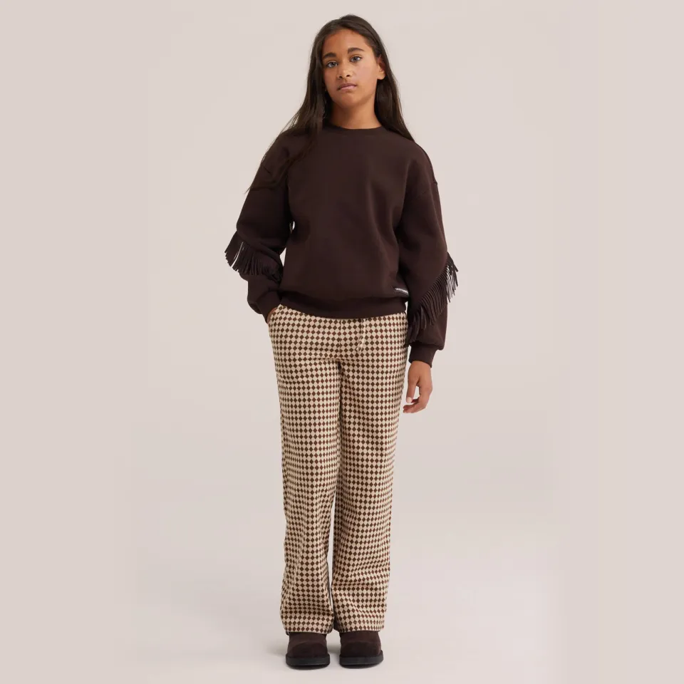 WE Fashion straight leg geruite broek beige Beige/bruin