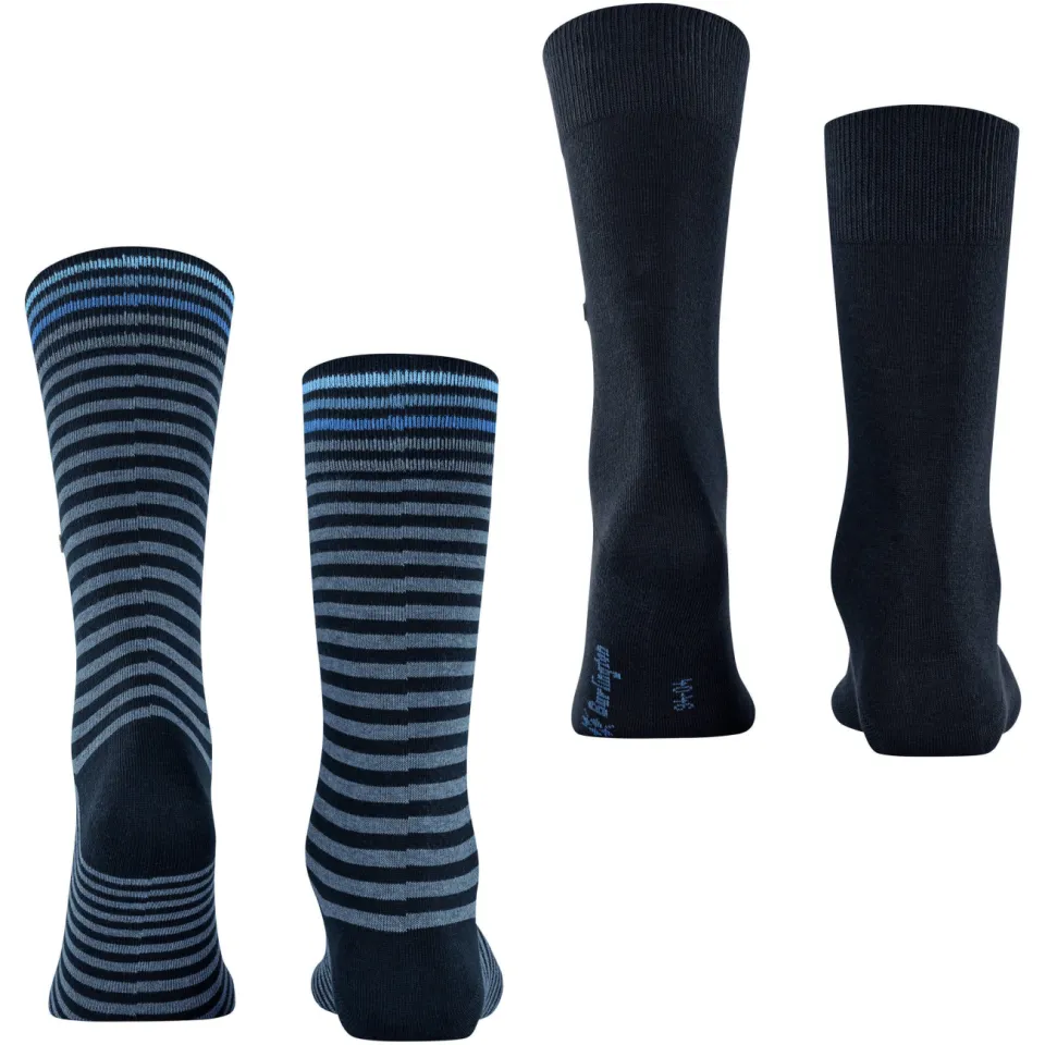 Burlington Everyday Stripe sokken donkerblauw 2-pack blauw, foto 2