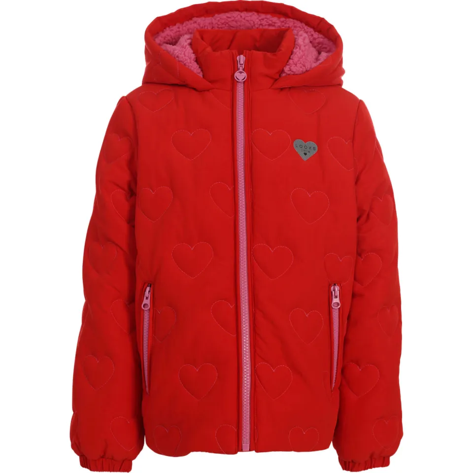 LOOXS little teddy winterjas met hartjes rood, foto 3
