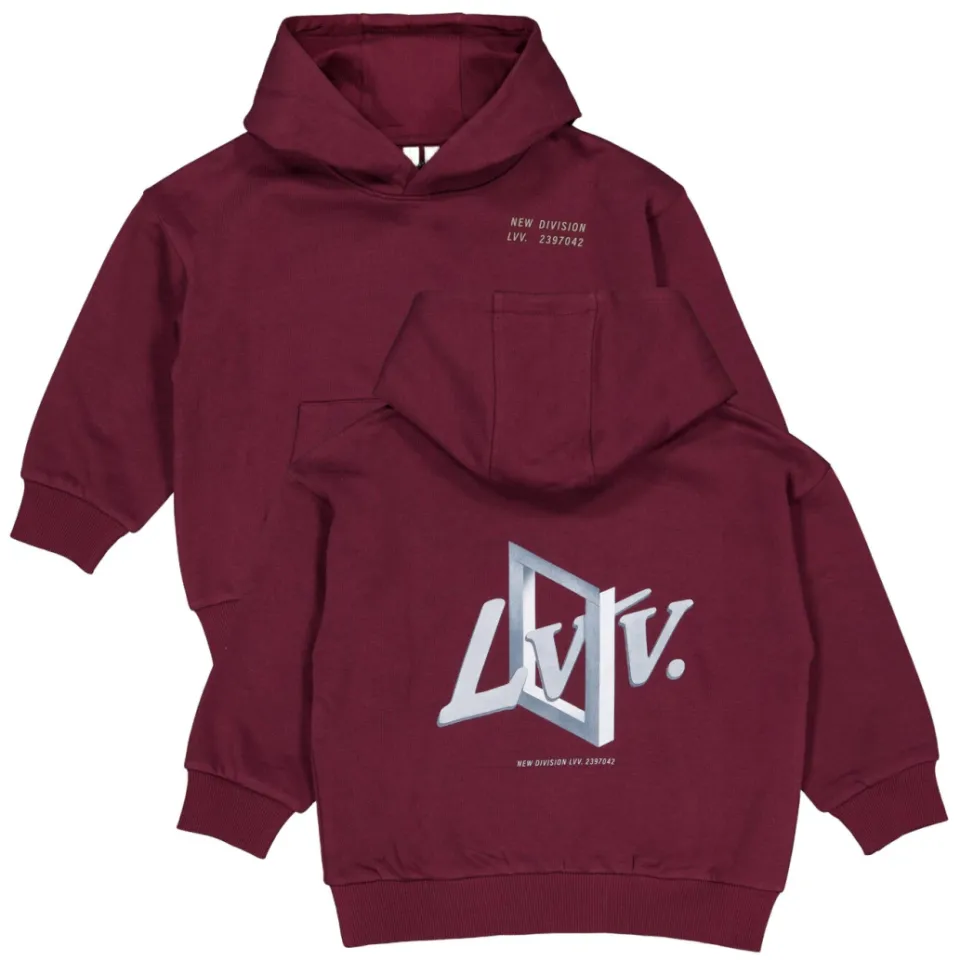LEVV sweater met backprint - donkerrood, foto 5