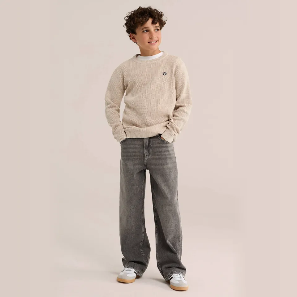 WE Fashion katoenen gebreide trui - beige, foto 4