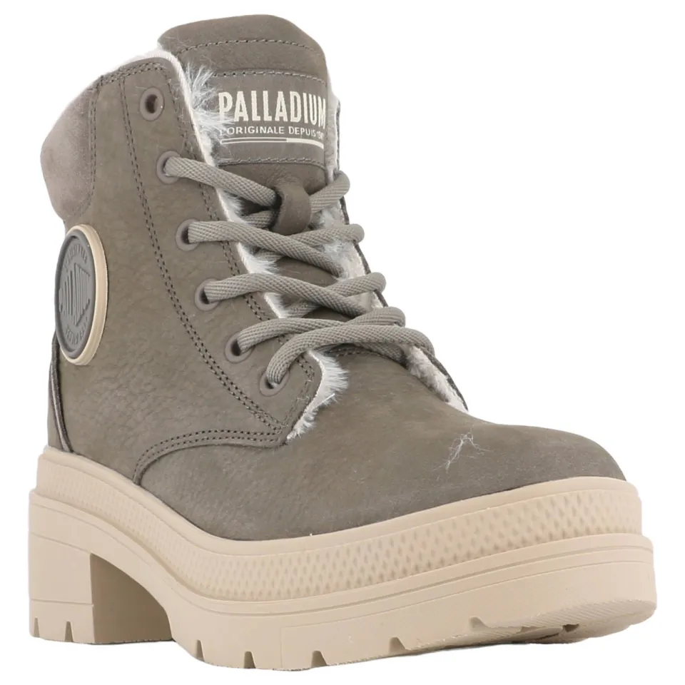 Palladium leren sneakers met blokhak - grijs, foto 5