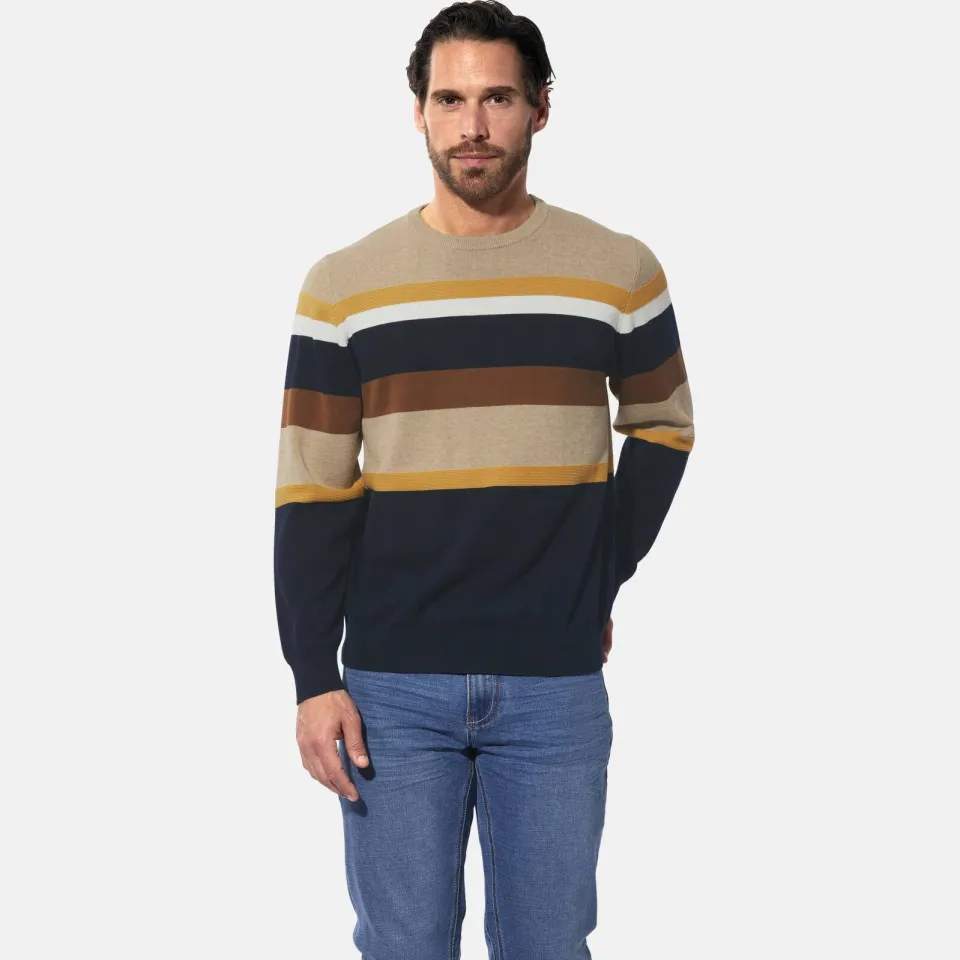 Babista katoenen regular fit gestreepte trui Plus Size - beige, foto 5