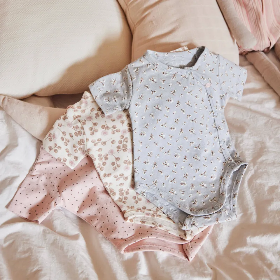 Dirkje rompers met print (set van 3) roze/grijs/beige, foto 2