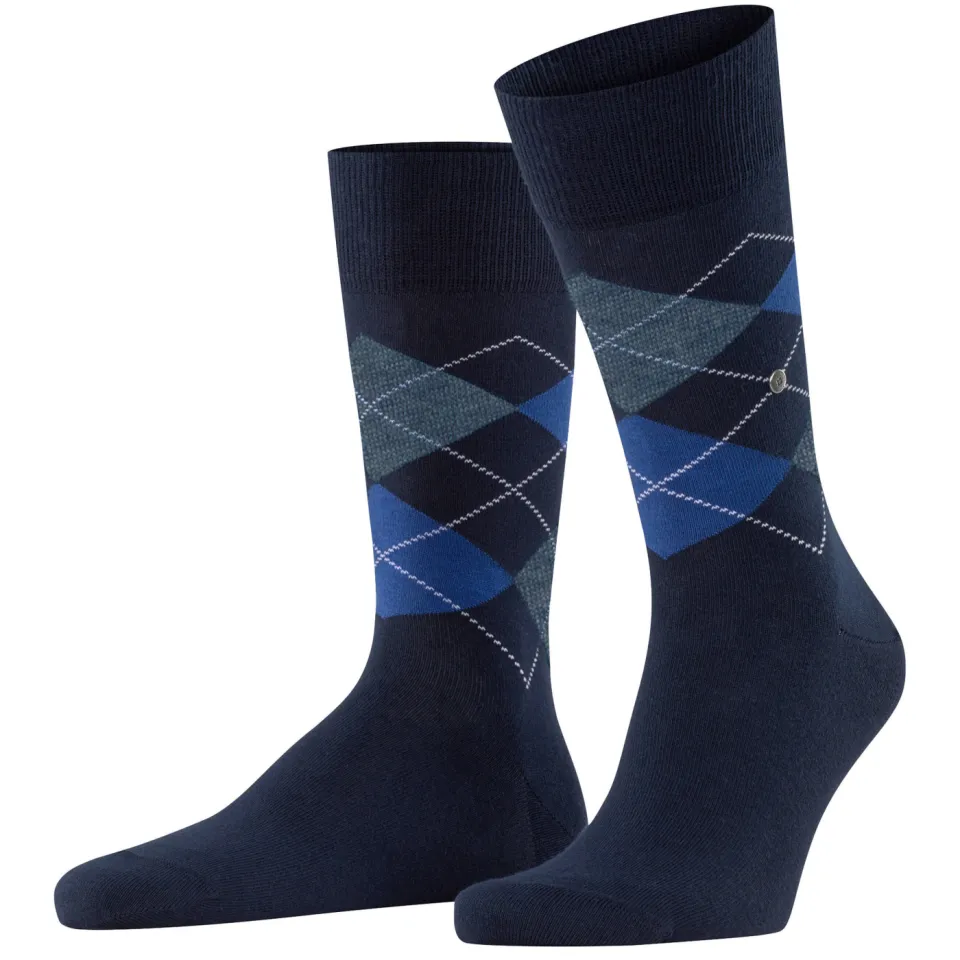 Burlington Argyle sokken blauw 2-pack, foto 3