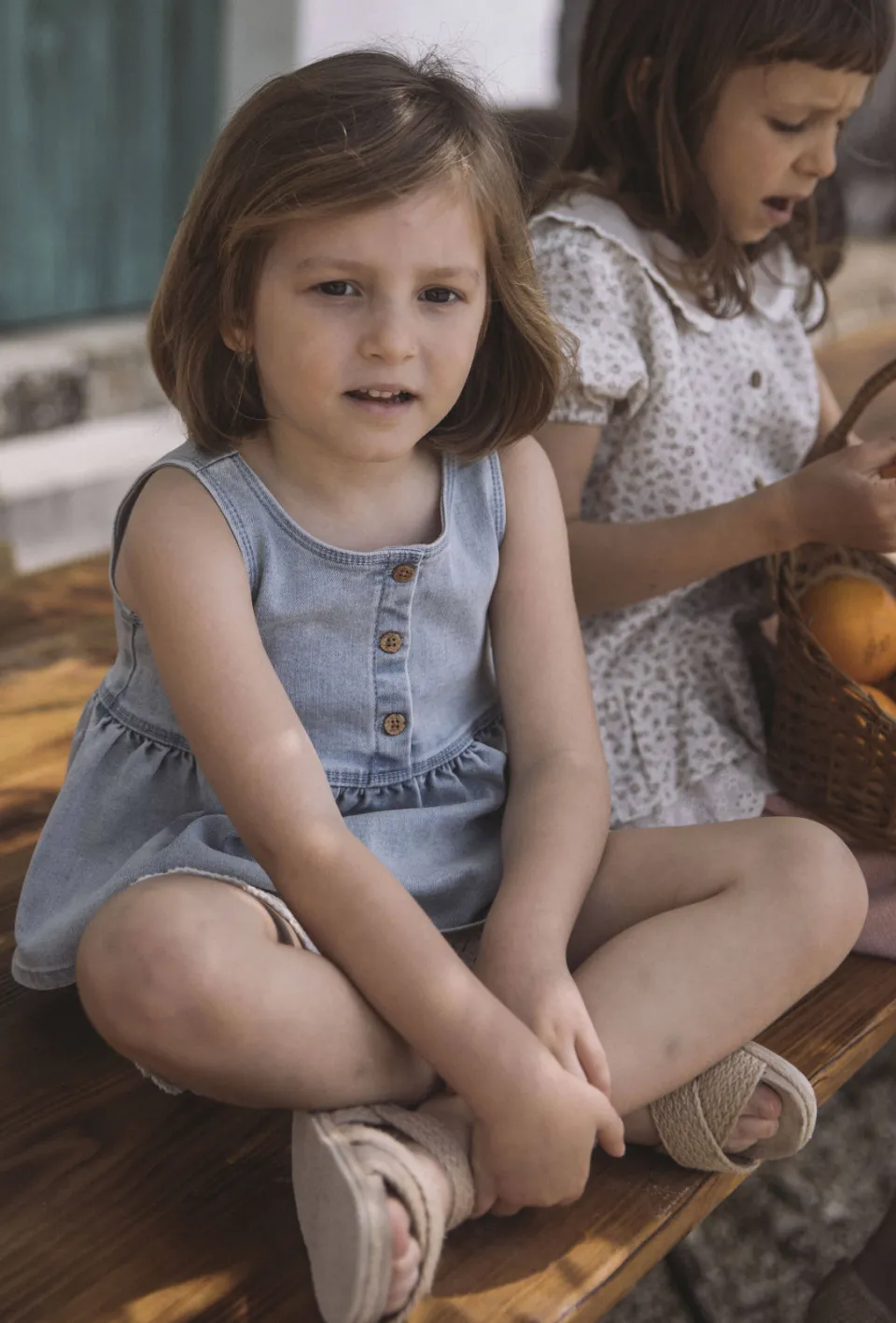 Lil' Atelier mouwloze top light blue denim