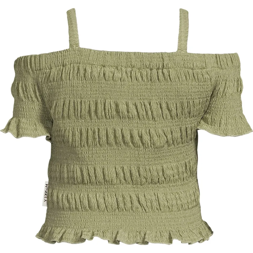 Me & My Monkey off shoulder top groen met textuur