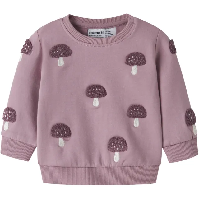 NAME IT BABY sweater met borduursels en print - roze