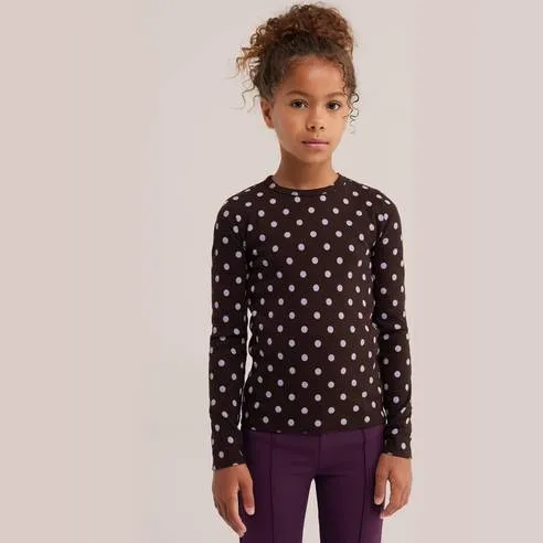 WE Fashion longsleeve met stippen bruin, foto 2