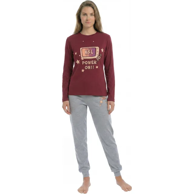 Kisses&Love KLP1 winterpyjama bordeaux