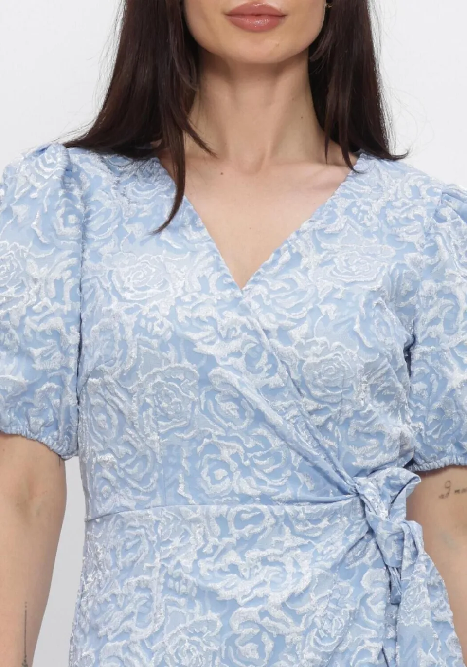 Y.A.S. YAS Dames Jurken Yascaro Ss Wrap Dress - Lichtblauw, foto 4