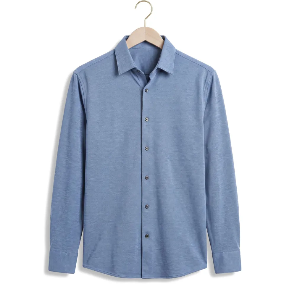 Desoto Slim Fit jersey overhemd duifblauw, foto 2