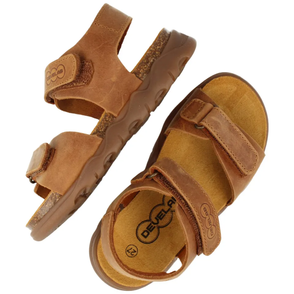 Develab leren sandalen cognac, foto 4