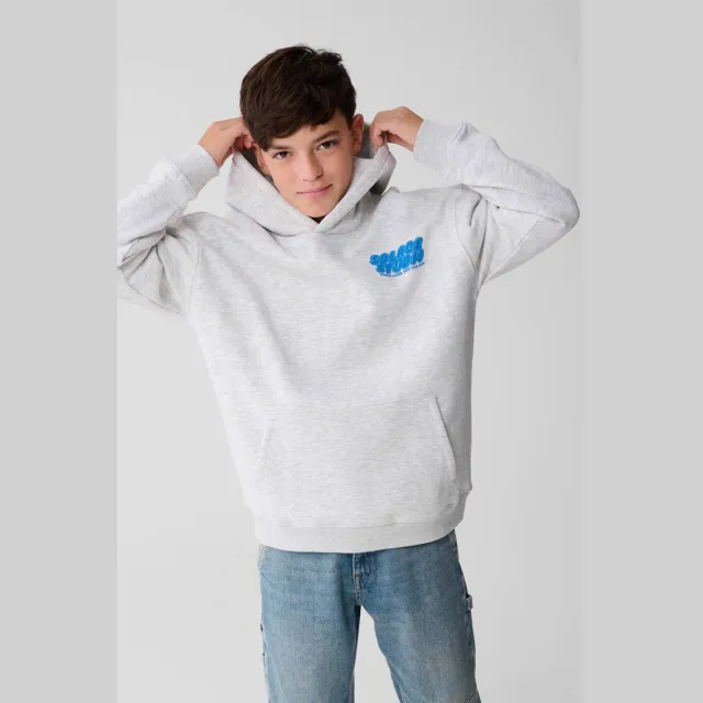 Shoeby hoodie met backprint grijs melange Grijs melange/blauw