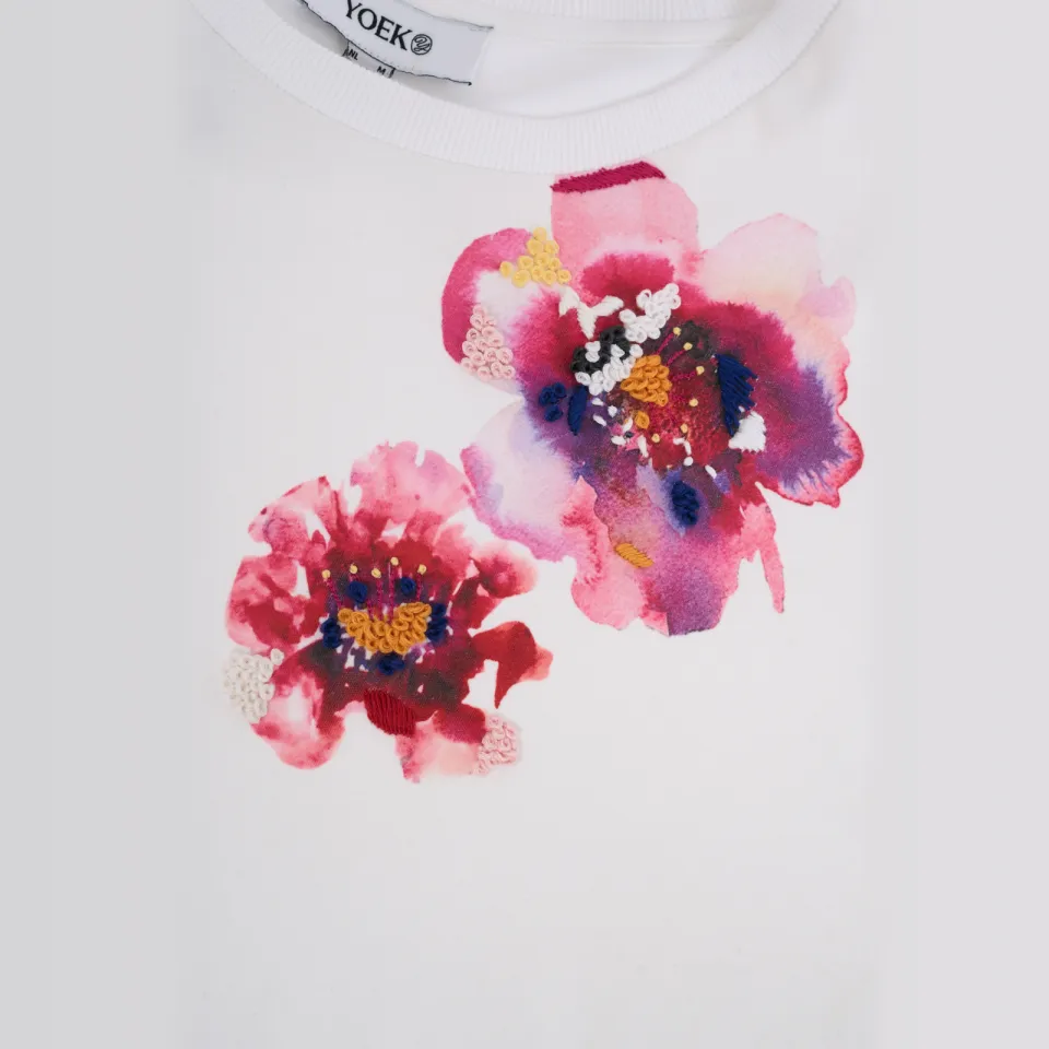 Yoek gebloemd T-shirt wit, foto 6