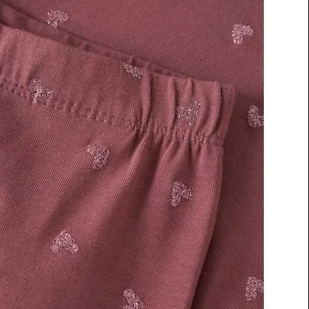 NAME IT MINI legging met hartjes roodbruin