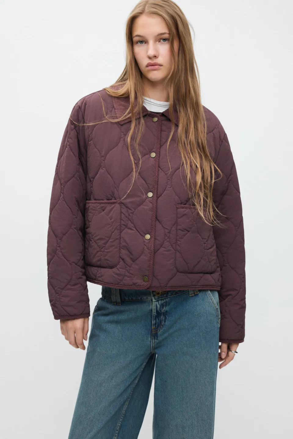 Mango Teen quilted tussenjas bordeauxrood, foto 4