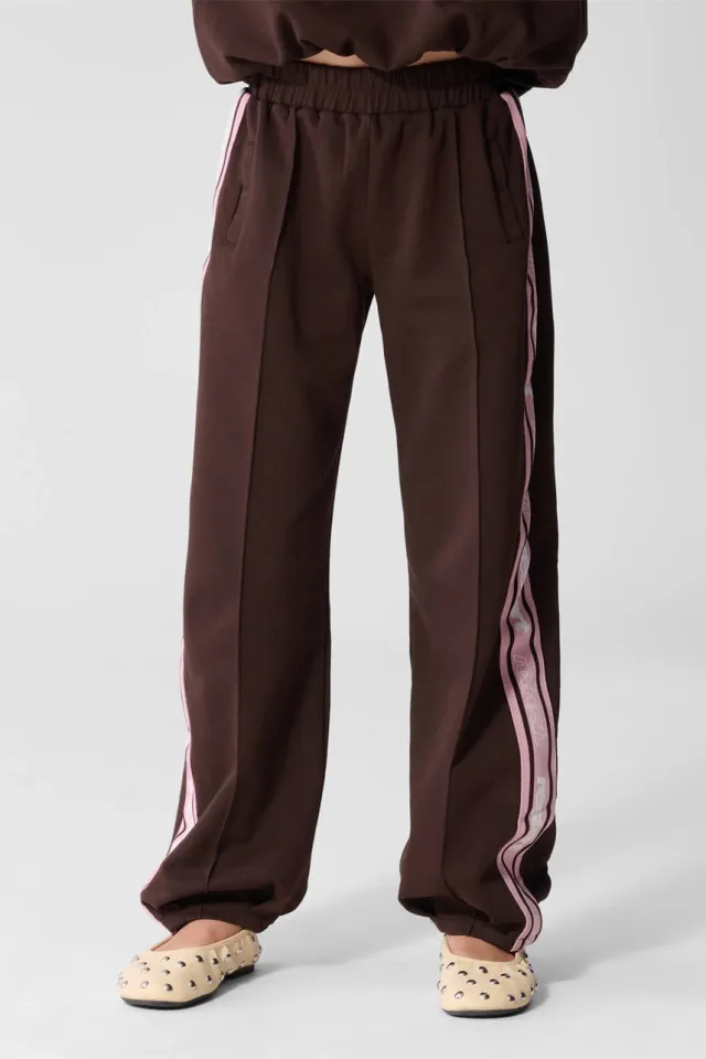 Shoeby ballon joggingbroek - donkerbruin/roze