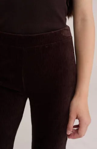 WE Fashion fluwelen flared broek donkerbruin, foto 4