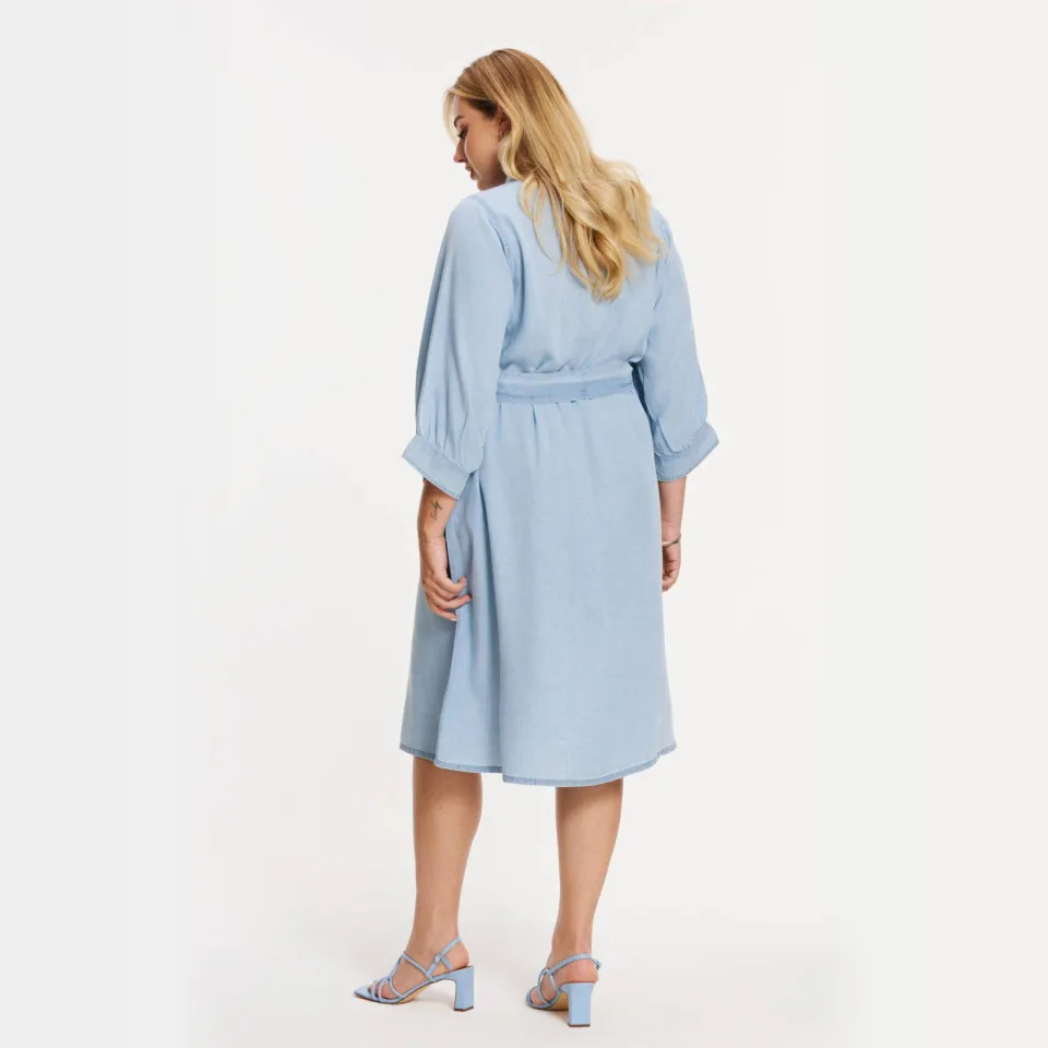 Yoek spijkerjurk lichtblauw light blue denim, foto 4