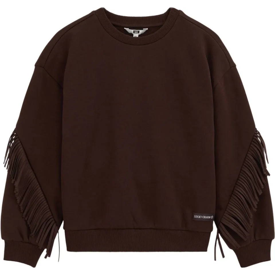 WE Fashion sweater met franjes - donkerbruin, foto 2