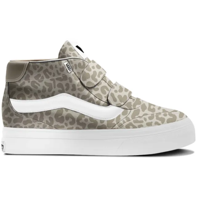 Vans Brooklyn Mid leren sneakers met panterprint - lichtgrijs/grijs