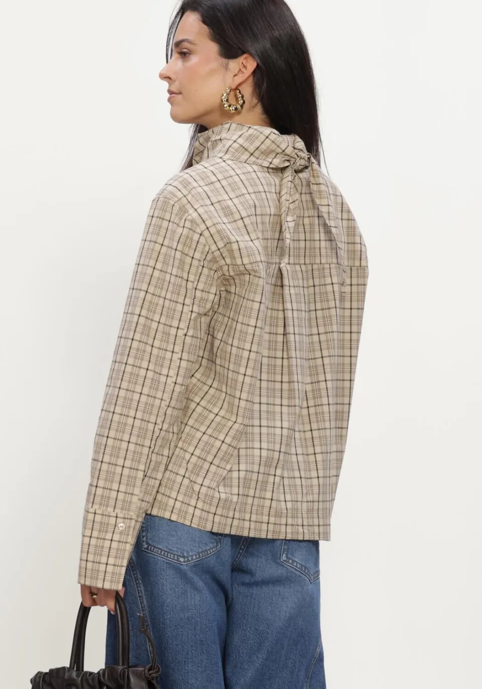 Rouge Edit Roureena geruite blouse beige, foto 3