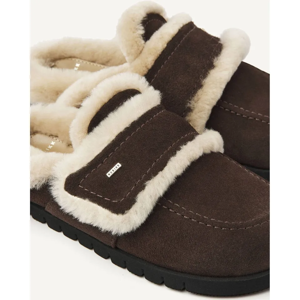 Nubikk Teddy Furry II clogs donkerbruin bruin, foto 8