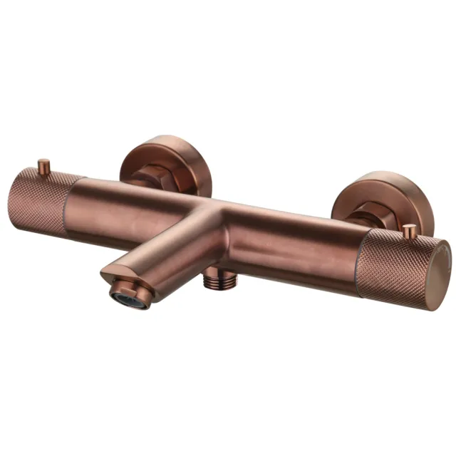 Sanilux Badmengkraan Opbouw Sanilux Ribb Thermostatisch Rond Met Geribbelde Knop Brons