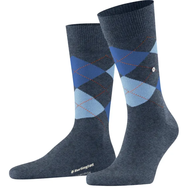 Burlington Edinburgh sokken blauwgrijs
