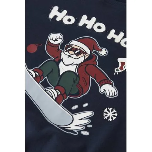 NAME IT KIDS rechtvallende kersttrui met print - donkerblauw, foto 3
