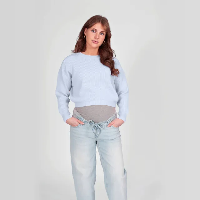LOVE2WAIT viscose gebreide zwangerschapstrui - lichtblauw