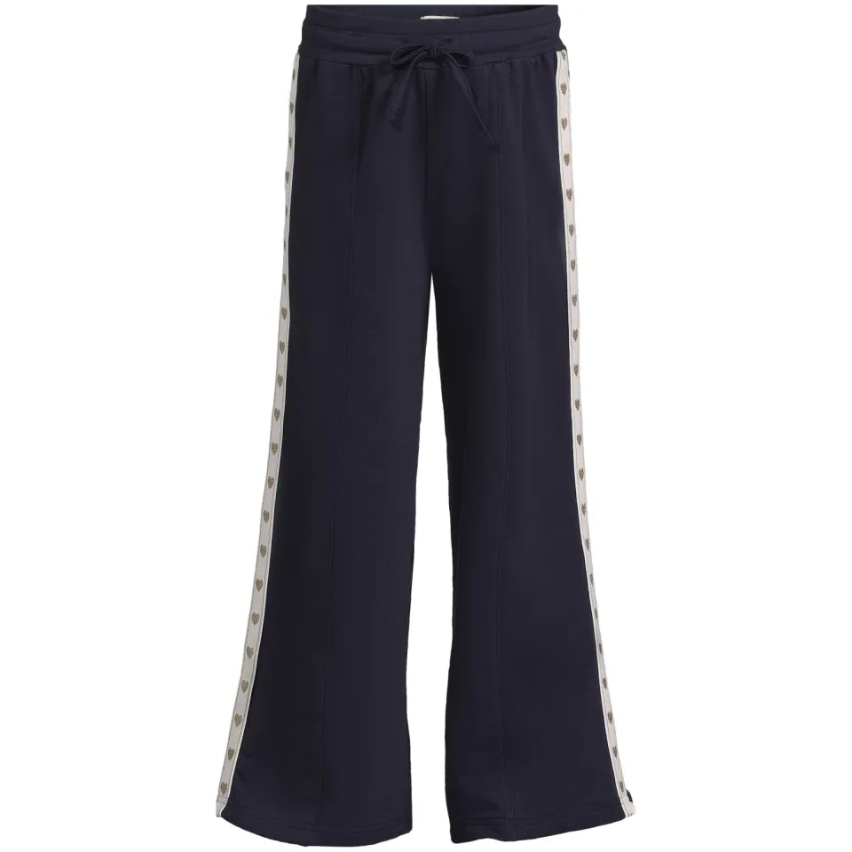 Me & My Monkey gestreepte joggingbroek met hartjes donkerblauw, foto 2