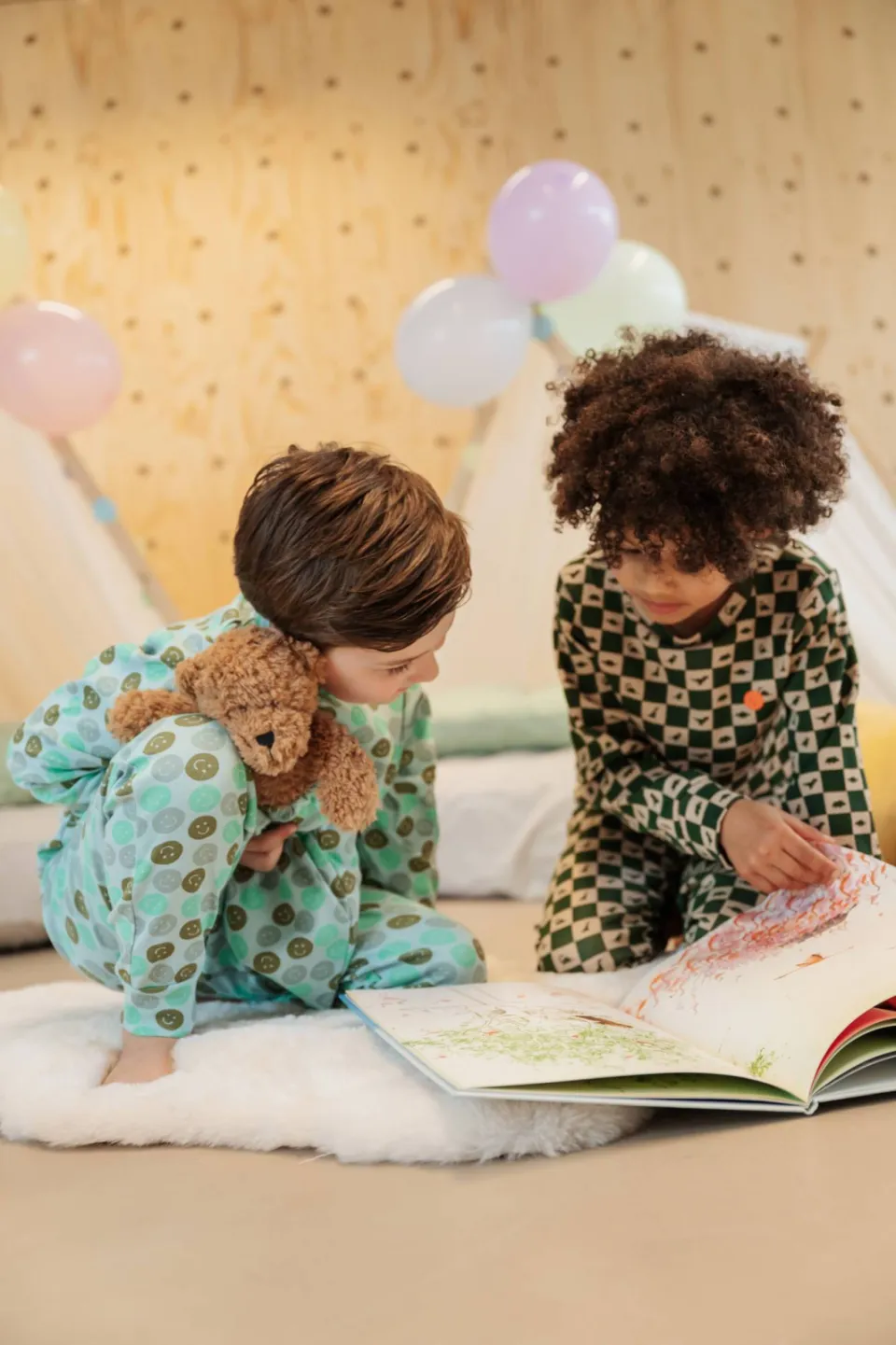 Stains&Stories geruite pyjama donkergroen beige, foto 5