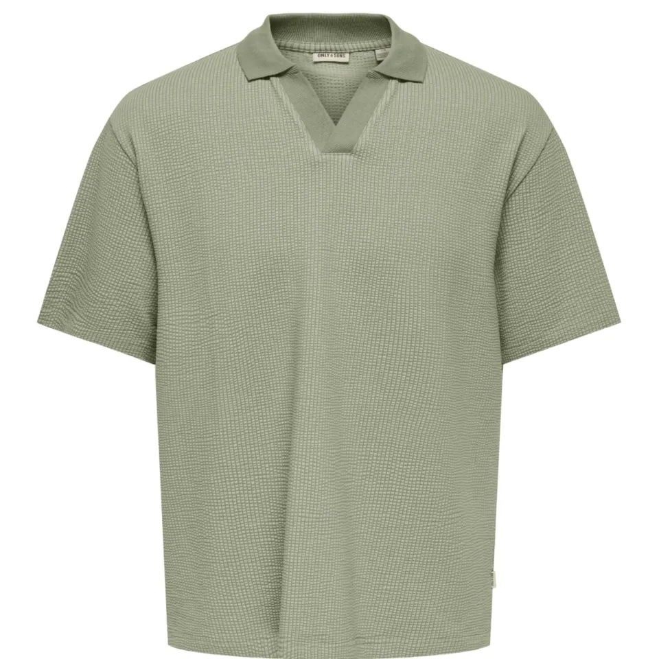 Only & Sons JUNIOR polo met textuur groen Jongens Stretchkatoen Polokraag, foto 2
