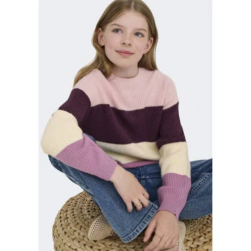 KIDS ONLY GIRL trui gebreid donkerrood/roze/ecru, foto 3