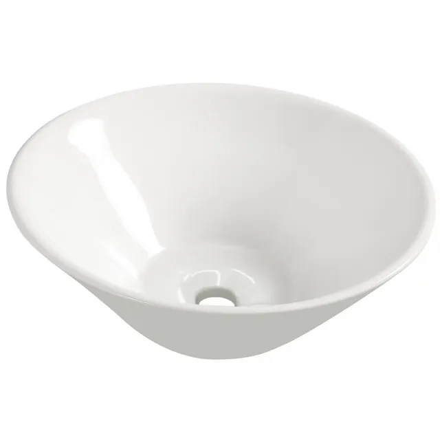 Wiesbaden Circle waskom rond 42 x 15 cm keramiek glans wit Hoogglans Wit
