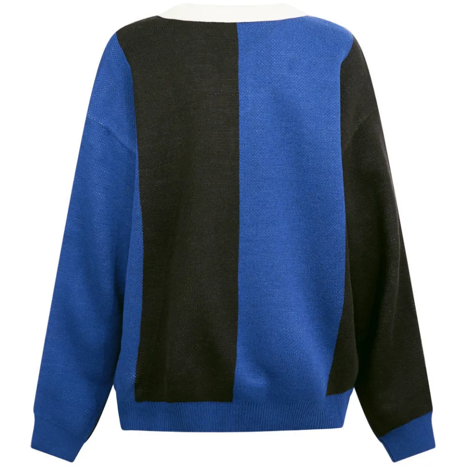 Shoeby rechtvallende gestreepte trui met tekst - blauw, foto 2