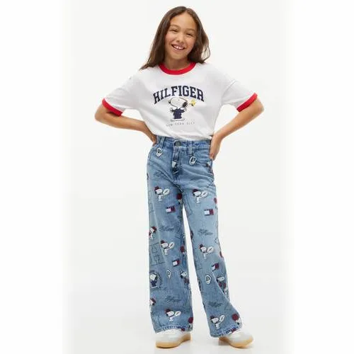 Tommy Hilfiger x Peanuts Snoopy Mabel wide leg jeans met print - lichtblauw denim Denim Light