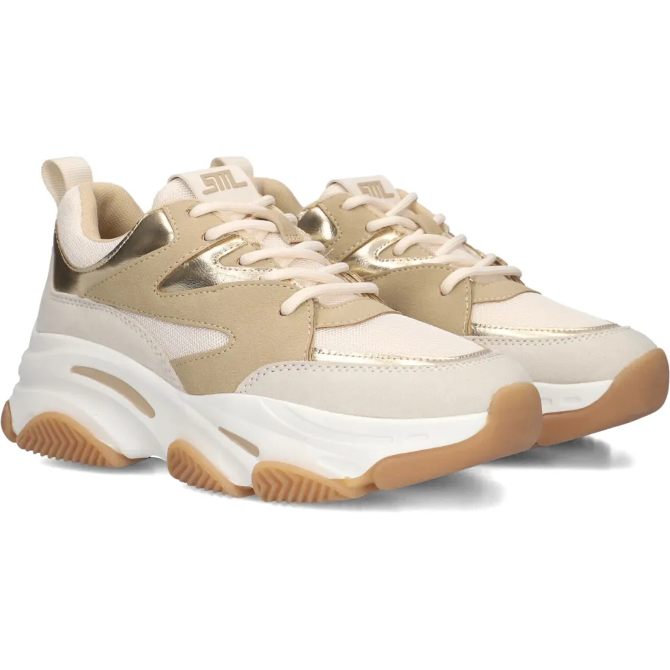 Steve Madden Progressive chunky leren sneakers beige/goud, foto 3
