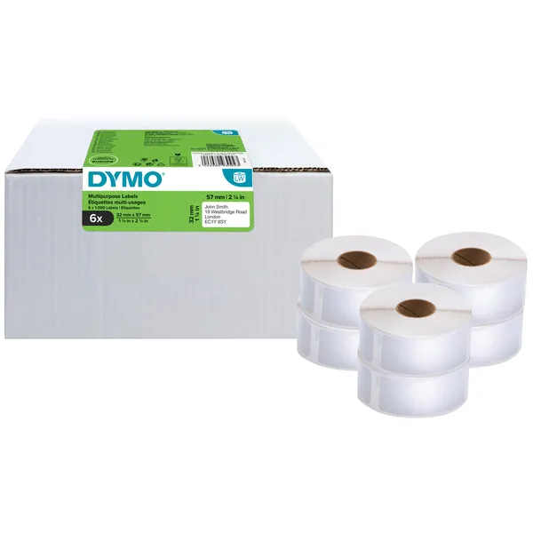 Dymo Etiket dymo labelwriter multifunctioneel 32x57mm 6 Rollen Zwart op wit