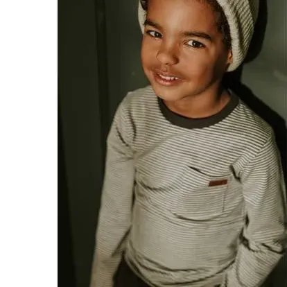 Koko Noko rechtvallende gestreepte longsleeve beige donkergrijs, foto 5