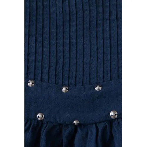 Mango Kids korte A-lijn rok met studs marineblauw, foto 6